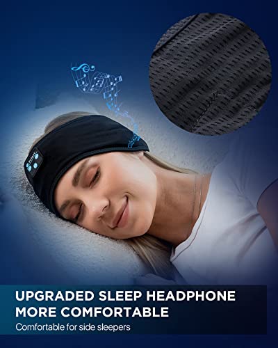 Perytong Sleep Headphones Bluetooth Headband Wireless Sports Headphones Headband, Long Playtime Lightweight Headphones Hi-Fi Stereo Ergonomic ASMR Sleep Headphone Cool Gadget Gift for Men Women Black