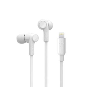 belkin soundform headphones – wired in-ear earphones with microphone- iphone headphones – apple headphones – apple wired earbuds for iphone, ipads & all products with lightning connector (white)