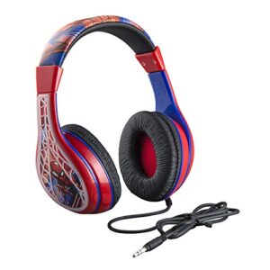 Spider Man Kids Headphones, Adjustable Headband, Stereo Sound, 3.5Mm Jack, Wired Headphones for Kids, Tangle-Free, Volume Control, Foldable, Childrens Headphones Over Ear for School Home, Travel