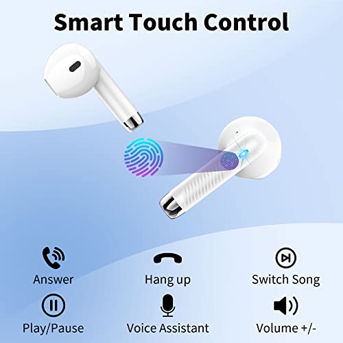 Jxrev Wireless Earbuds, Bluetooth 5.3 Headphones Stereo Sound, Wireless Earphones in Ear 40H Playback LED Power Display, Headset Built-in Microphone, Touch Control, IP7 Waterproof for Sport
