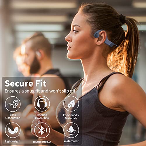 TANTUU Bone Conduction Headphones,Premium Open-Ear Wireless Bluetooth Sport Headphones with Microphones, 20Hr Playtime, Waterproof Wireless Earphones for Workout,Gym,Running,Hiking, Cycling (Black-A)