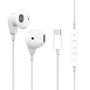 wamgra usb c headphones, hifi stereo type c earbuds usb c earphones with mic & volume control compatible with google pixel 4 3 2 xl,sony xz2, oneplus 6t,macbook,ipad pro 2018(newest version)-white