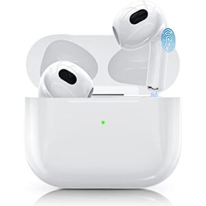 [apple mfi certified] wireless earbuds, bluetooth 5.2 earbuds stereo bass, bluetooth headphones in ear noise cancelling mic, earphones ip7 waterproof sports, 24h playtime ear buds for ios android.