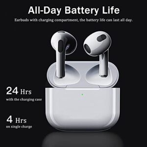 [Apple MFi Certified] Wireless Earbuds, Bluetooth 5.2 Earbuds Stereo Bass, Bluetooth Headphones in Ear Noise Cancelling Mic, Earphones IP7 Waterproof Sports, 24H Playtime Ear Buds for iOS Android.