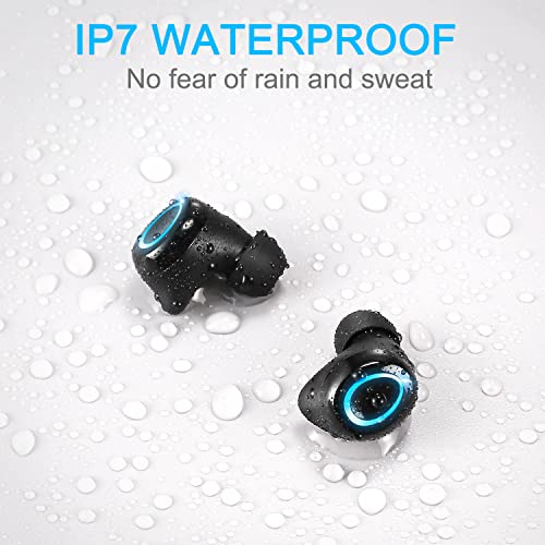 Donerton Wireless Earbuds, Wireless 5.1 Headphones 140 Hours Playtime Earphones with Charging Case, in Ear Headset IP7 Waterproof Earbud Noise Cancelling Microphone, LCD Display, for Sports/Working