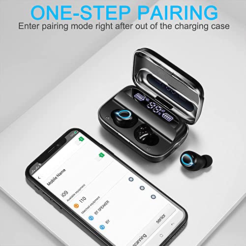 Donerton Wireless Earbuds, Wireless 5.1 Headphones 140 Hours Playtime Earphones with Charging Case, in Ear Headset IP7 Waterproof Earbud Noise Cancelling Microphone, LCD Display, for Sports/Working