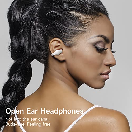 MonAdd White Open Ear Headphones,Wireless Bluetooth Headphones, Earbud & in-Ear Headphones, Wireless Sport Earbuds, Bluetooth 5.3 Clip-on Earphones, 30 Hours Playtime with Case (led Display)