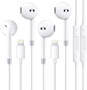 2 pack – apple earbuds for iphone headphones [apple mfi certified] with built-in mic & volume control wired earphones compatible with iphone 13/12/11/xr/xs/x/8/7/se