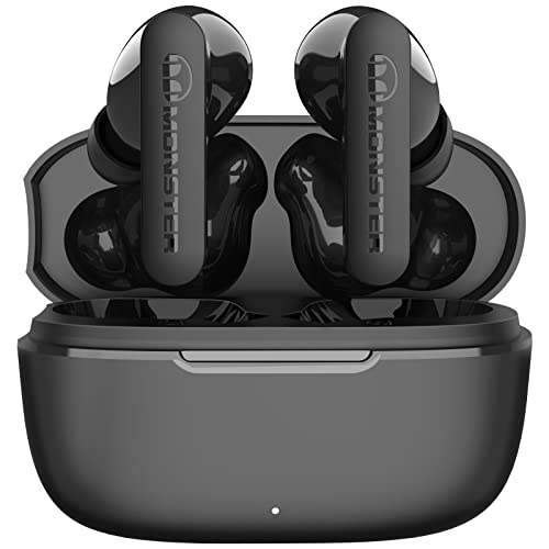 Monster N-Lite Clear Talk Wireless Earbuds Bluetooth 5.3 Headphones with CVC 8.0 Noise Reduction, IPX8 Waterproof in-Ear Stereo Earphones 60H Playtime, with Fast Charging for Sport