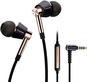 1more triple driver in-ear earphones hi-res headphones with high resolution, bass driven sound, mems mic, in-line remote, high fidelity for smartphones/pc/tablet – gold