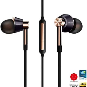 1MORE Triple Driver In-Ear Earphones Hi-Res Headphones with High Resolution, Bass Driven Sound, MEMS Mic, In-Line Remote, High Fidelity for Smartphones/PC/Tablet - Gold