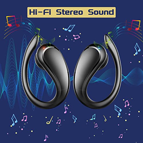 Wireless Earbuds, Bluetooth 5.3 Headphones Sport with Earhooks, 40H Ear buds Wireless Bluetooth Earbuds, IP7 Waterproof Wireless Headphones, Bluetooth Earphones with HD Stereo, LED Display, Black