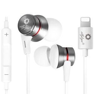 iphone headphones for iphone earbuds for iphone in-ear lightning headphones silbyloyoe mfi certified lightning earbuds with mic controller compatible iphone 11 11 pro x xs max xr 7 8 plus white