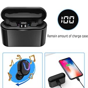 GPEESTRAC True Wireless Earbuds, Bluetooth 5.0 Headphone, in-Ear Button Control Hi-Fi Stereo Sound IPX5 Waterproof, Built-in Mic Earphones Gift for Work Sport Gym Travel Running Black