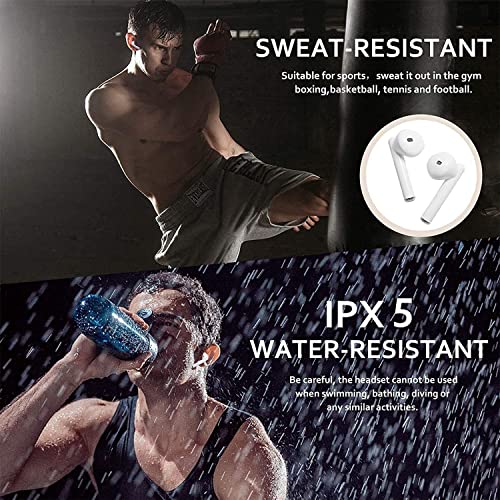 Wireless Earbud, Bluetooth 5.0 Earbud Stereo Bass, Bluetooth Headphones in Ear Noise Cancelling Mic, Earphones IPX5 Waterproof Sports, 30H Playtime USB C Mini Charging Case Ear Buds for Work Running