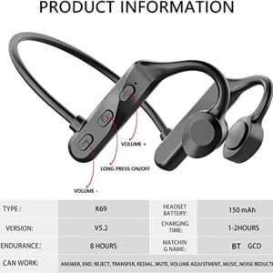 Newly Premium Bone Conduction Open-Ear Sport Headphones — Noise Cancelling Earphones - Built-in Mic Sweat Resistant Earphones for Workouts and Running with Deep Base (Black)-2