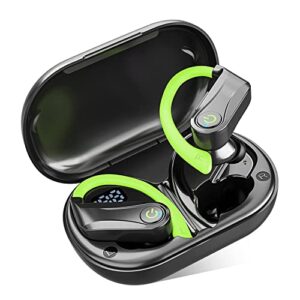 wireless earbuds bluetooth headphones,vanzon ipx7 waterproof over ear earphones for 48hrs play back sport earphones,with led charging case&earhooks built-in mic headset workout, green