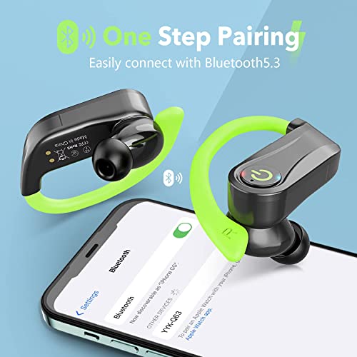 Wireless Earbuds Bluetooth Headphones,Vanzon IPX7 Waterproof Over Ear Earphones for 48Hrs Play Back Sport Earphones,with LED Charging Case&Earhooks Built-in Mic Headset Workout, Green