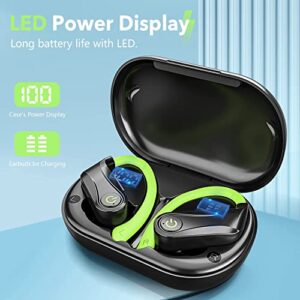 Wireless Earbuds Bluetooth Headphones,Vanzon IPX7 Waterproof Over Ear Earphones for 48Hrs Play Back Sport Earphones,with LED Charging Case&Earhooks Built-in Mic Headset Workout, Green