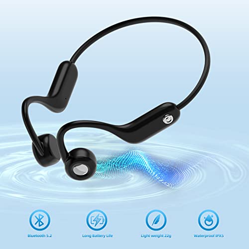 CHENSIVE Bone Conduction Headphones Open Ear Headphones Wireless Bluethooth 5.2 Sport Headphones Earbuds Waterproof with Built-in Mic for Workouts, Running, Cycling, Driving