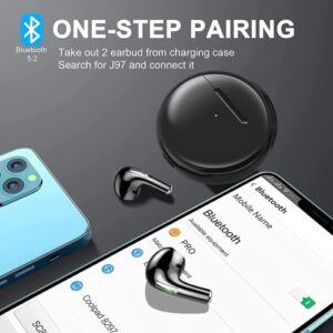 Wireless Bluetooth 5.2 Earbuds Headphones in-Ear,Fast Charging Case Wireless Earbuds Deep Bass with mic, Touch Control, IPX6 Waterproof Sport Wireless Headphones for Work Running Gym