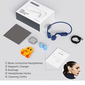 ELIBOM Bone Conduction Headphones Open Ear Headphones Bluetooth 5.3 Sports Wireless Headset with Built-in Mic, IPX6 Waterproof Earphone for Running, Cycling, Driving, with LED Indicator and Hooks