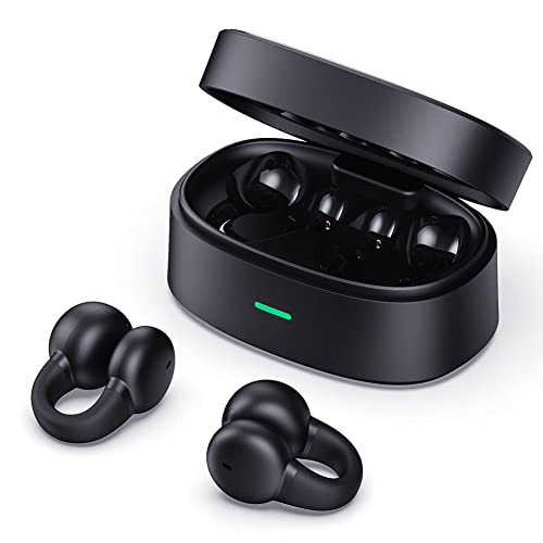 Ear-Clip Bone Conduction Headphones Bluetooth 5.3, Painless Wireless Open Ear Clip on Headphone,Waterproof Mini Sport Running Earring Earphone, Noise Cancelling/HiFi Quality/Long Battery Life