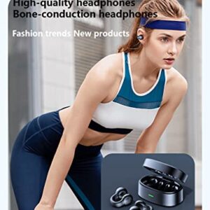 Ear-Clip Bone Conduction Headphones Bluetooth 5.3, Painless Wireless Open Ear Clip on Headphone,Waterproof Mini Sport Running Earring Earphone, Noise Cancelling/HiFi Quality/Long Battery Life