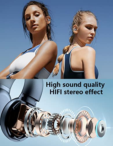 Ear-Clip Bone Conduction Headphones Bluetooth 5.3, Painless Wireless Open Ear Clip on Headphone,Waterproof Mini Sport Running Earring Earphone, Noise Cancelling/HiFi Quality/Long Battery Life