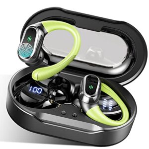 wireless earbuds headphones bluetooth 5.3, 50hrs playtime with led display, over ear buds noise cancelling mic, stereo bass bluetooth earbuds with earhooks, ip7 waterproof earphones for sports workout