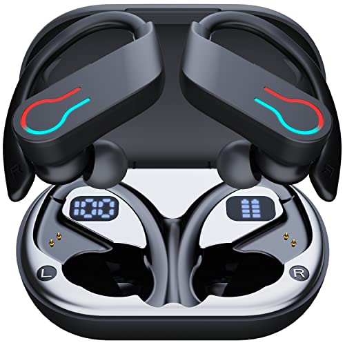 EUQQ Wireless Bluetooth Earbuds 120H Playtime Bluetooth 5.3 Ear Buds for Sports, Hi-fi Stereo Earphones with LED Display Charging Case, Headphones for Running/Workout Audifonos Bluetooth inalambricos