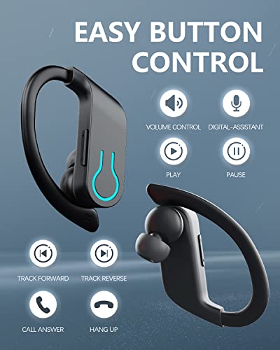 EUQQ Wireless Bluetooth Earbuds 120H Playtime Bluetooth 5.3 Ear Buds for Sports, Hi-fi Stereo Earphones with LED Display Charging Case, Headphones for Running/Workout Audifonos Bluetooth inalambricos