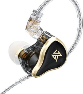 kz zas in-ear headphones wired,iem earphones,16-unit hybrid high-frequency 7ba+10mm dual dd hifi stereo sound earphones noise cancelling earbuds(black,no mic)