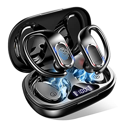 Wireless Earbud, Sport Bluetooth 5.3 Headphones with Earhooks, Wireless Earphones with Dual Mic Immersive Sound, IP7 Waterproof Bluetooth Earbud, Dual LED Display, 56H Playtime Headset for Running Gym