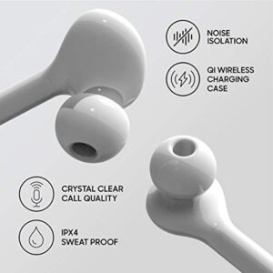 Sharper Image Soundhaven Wireless Earbuds, Bluetooth 5.0 with Qi Wireless Charging, Earphones with 4 Mics, 16 hr Playtime, Ergonomic Design, 5 Ear Tip Sizes