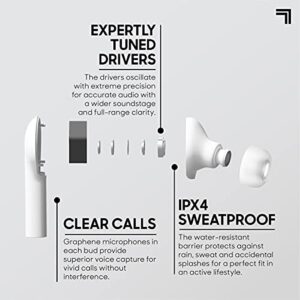 Sharper Image Soundhaven Wireless Earbuds, Bluetooth 5.0 with Qi Wireless Charging, Earphones with 4 Mics, 16 hr Playtime, Ergonomic Design, 5 Ear Tip Sizes