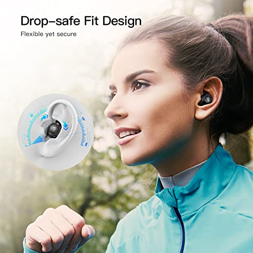 VRIFOZ T20 Wireless Earbuds, Bluetooth Earbuds for Sport with IPX5 Waterproof, Drop-Safe Fit Design Stereo, Built in Mic Headset Premium Deep Bass, Compatible with iPhone Android, Black