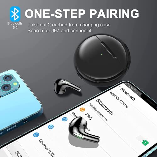 Wireless Bluetooth 5.2 Earbuds Headphones in-Ear,Fast Charging Case Wireless Earbuds Deep Bass with mic, Touch Control, IPX6 Waterproof Sport Wireless Headphones for Work Running Gym