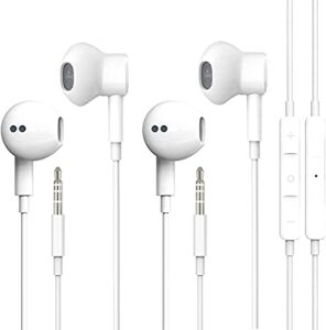 2 pack with apple earbuds/headphones/earphones with 3.5mm wired earbuds with microphone & volume control【with apple mfi certified】 compatible with iphone,ipad,ipod,computer,mp3/4,android