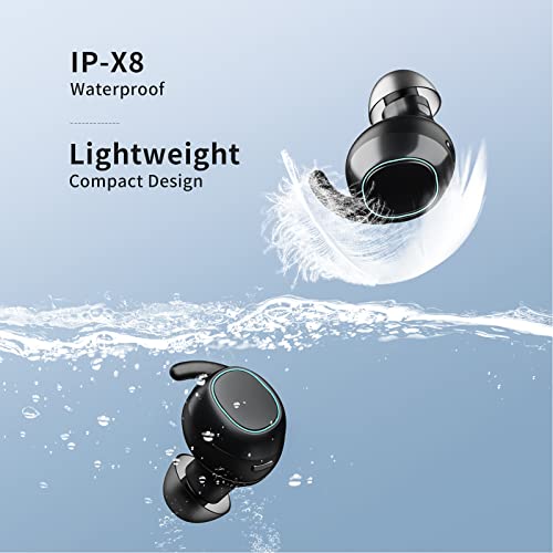 ivycay Wireless Earbuds, IPX8 Waterproof Ear Buds Stereo Touch Control Earphone with AI Microphone and LED Power Display, Bluetooth 5.3 Headphones for Sport and Working (Black)