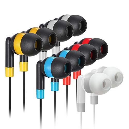 Keewonda Bulk Earbuds Headphones Wholesale Earphones 100 Pack Disposable Ear Buds Bulk Multi Colored Headphones for School Classroom Students