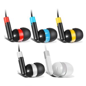 Keewonda Bulk Earbuds Headphones Wholesale Earphones 100 Pack Disposable Ear Buds Bulk Multi Colored Headphones for School Classroom Students