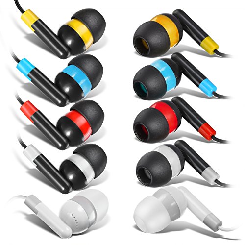 Keewonda Bulk Earbuds Headphones Wholesale Earphones 100 Pack Disposable Ear Buds Bulk Multi Colored Headphones for School Classroom Students