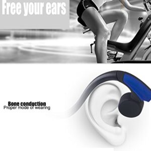 New Bone Conduction Headphones with Microphone Stereo Open-Ear Sport Headphone with Noise Reduction Microphone (Blue)