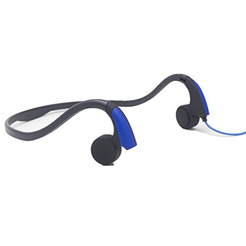 New Bone Conduction Headphones with Microphone Stereo Open-Ear Sport Headphone with Noise Reduction Microphone (Blue)