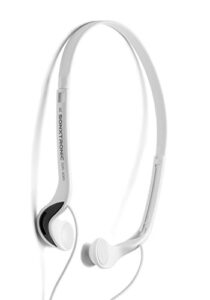 sonxtronic white ice xdr-8001 vertical in ear ultralight sport running headband headphones (mdr-w08l style white and silver)