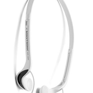 SONXTRONIC White ICE Xdr-8001 Vertical in Ear Ultralight Sport Running Headband Headphones (mdr-w08l Style White and Silver)