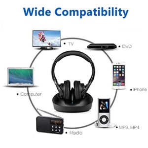 ZANCHIE Wireless TV Headphones Over Ear Headsets-RF Transmitter Charging Dock, Hi-Fi Stereo Cordless Headphones for TV, Adjustable Lightweight Rechargeable 10Hrs Battery for Hard of Hearing, 330ft