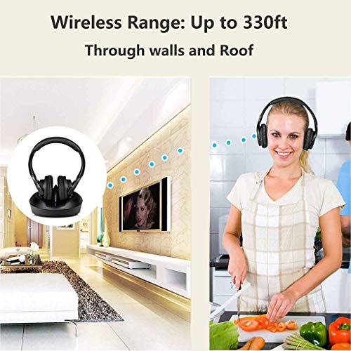 ZANCHIE Wireless TV Headphones Over Ear Headsets-RF Transmitter Charging Dock, Hi-Fi Stereo Cordless Headphones for TV, Adjustable Lightweight Rechargeable 10Hrs Battery for Hard of Hearing, 330ft