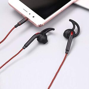 Sports Earbuds Wired, in Ear Running Headphones with Microphone, Sweatproof Winged Earphones for Workout Exercise Gym, Braid Heaphones Compatible with Cell Phones Mp3 Tablet Laptop 3.5mm